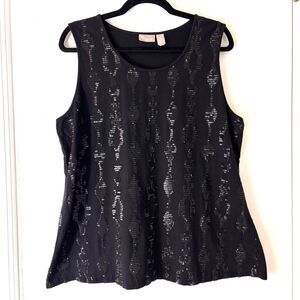 Chico’s XL black sequin front embellished sleeveless shell tank